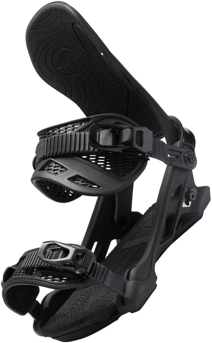 Arbor Cypress Snowboard Binding 2023 - Black bindings with a textured pattern on the straps and buckles.