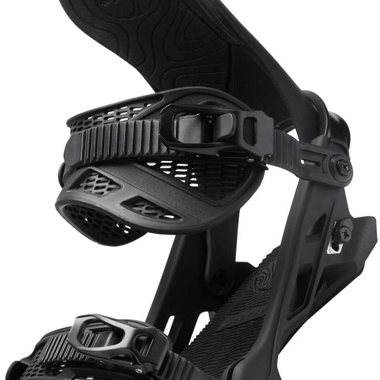 Arbor Cypress Snowboard Binding 2023 - Black bindings with a textured pattern on the straps and buckles.