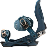 Arbor Cypress Snowboard Binding 2023 - A dark blue snowboard binding with a silver buckle and strap.