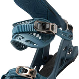 Arbor Cypress Snowboard Binding 2023 - A dark gray snowboard binding with a textured strap and silver buckles.