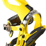 Arbor Cypress Snowboard Binding 2023 - Yellow snowboard bindings with black straps and buckles.