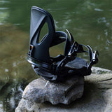 Arbor Cypress Snowboard Bindings 2024 - Black bindings with silver screws and orange accents on the straps.