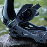 Arbor Cypress Snowboard Bindings 2024 - A pair of black bindings with a textured footbed and silver screws.