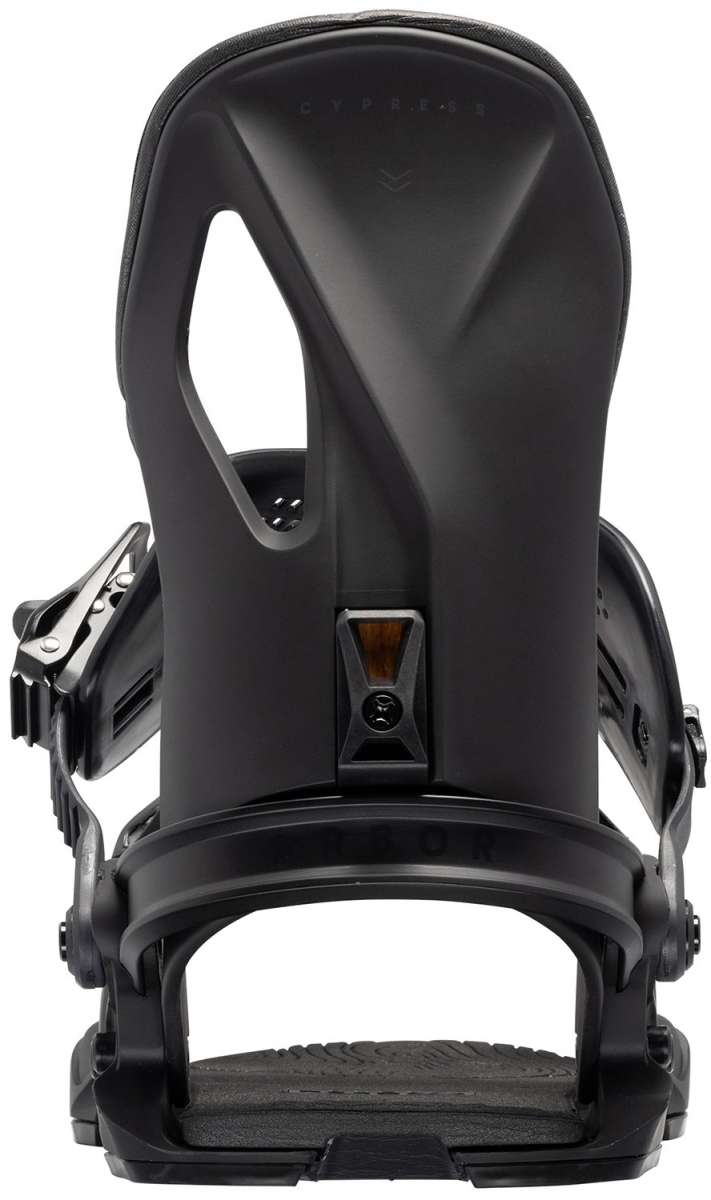 Arbor Cypress Snowboard Bindings 2024 - Black bindings with a sleek, modern design and silver hardware.