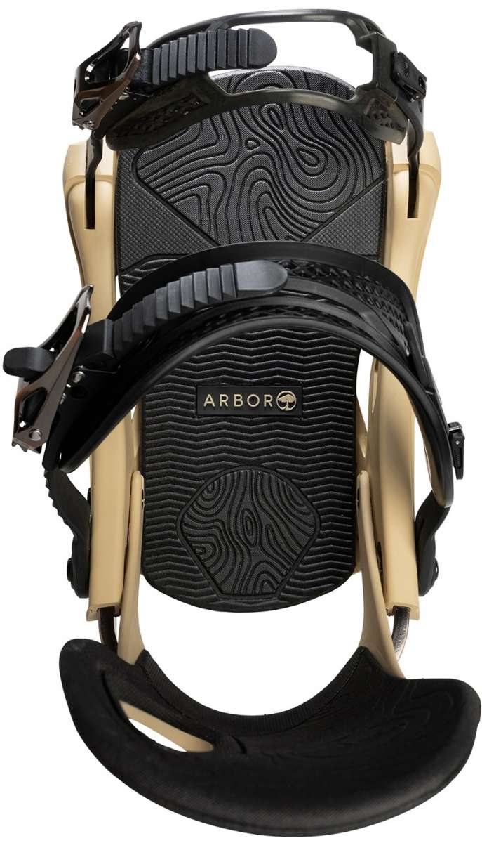 Arbor Cypress Snowboard Bindings 2024 - A black snowboard binding with a textured top plate and silver screws.