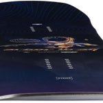 Arbor Draft Camber Snowboard 2024 - A black snowboard with a white and orange logo on top of it.