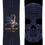 Arbor Draft Camber Snowboard 2024 - A black snowboard with a white logo on top and a blue stripe at the bottom.