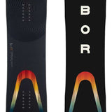 Arbor Formula Camber Snowboard 2023 - A black snowboard with a circular pattern of thin lines on its bottom.