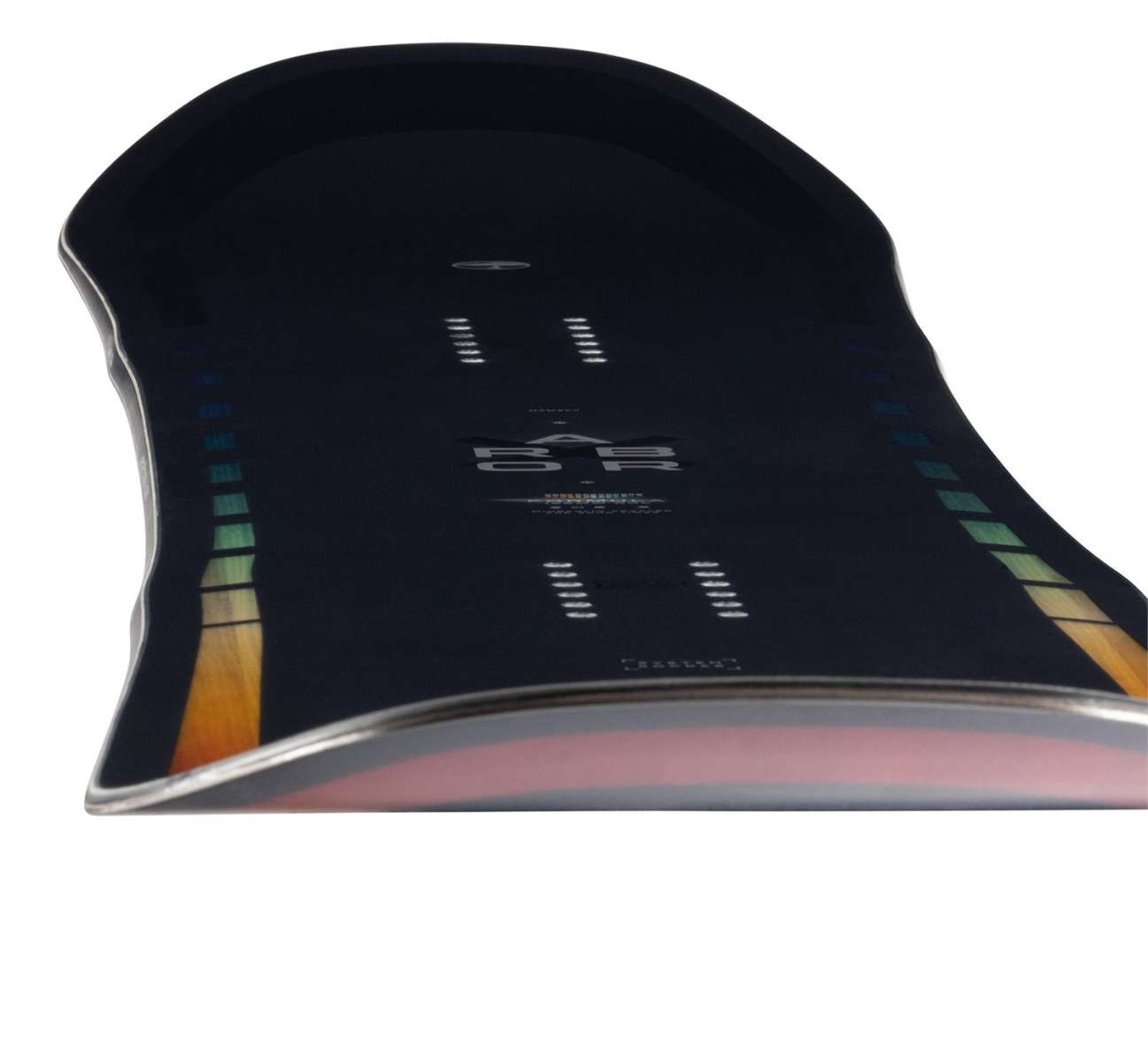 Arbor Formula Rocker Snowboard 2024 - A black snowboard with a white logo and white lettering on top of it.