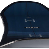 Arbor Foundation Rocker Snowboard 2024 - A dark blue snowboard with a subtle white pattern and black binding hardware.