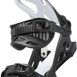 Arbor Hemlock Snowboard Bindings 2023 - Black bindings with white accents and a textured strap on top.