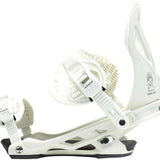 Arbor Hemlock Snowboard Bindings 2023 - White bindings with black straps and buckles.