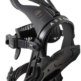 Arbor Hemlock Snowboard Bindings 2023 - Black bindings with white lettering and logo on top strap.
