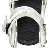 Arbor Hemlock Snowboard Bindings 2023 - White bindings with black straps and buckles.