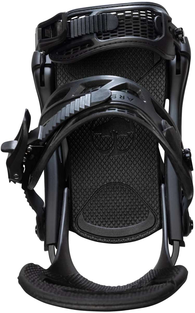Arbor Hemlock Snowboard Bindings 2023 - Black bindings with a textured pattern on the straps and buckles.