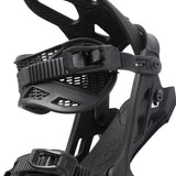 Arbor Hemlock Snowboard Bindings 2023 - Black bindings with a textured strap and a black plastic buckle.