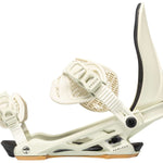 Arbor Hemlock Snowboard Bindings 2024 - White bindings with black straps and buckles on a white background.