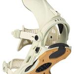 Arbor Hemlock Snowboard Bindings 2024 - White bindings with black screws and buckles, featuring a mesh material on the straps.