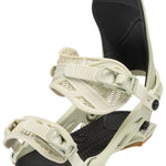 Arbor Hemlock Snowboard Bindings 2024 - White bindings with black straps and buckles, featuring a textured pattern on the footbed.