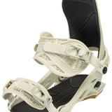Arbor Hemlock Snowboard Bindings 2024 - White bindings with black straps and buckles, featuring a textured pattern on the footbed.