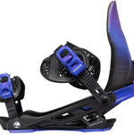 Arbor Hemlock Snowboard Bindings 2024 - Black bindings with blue buckles and straps.