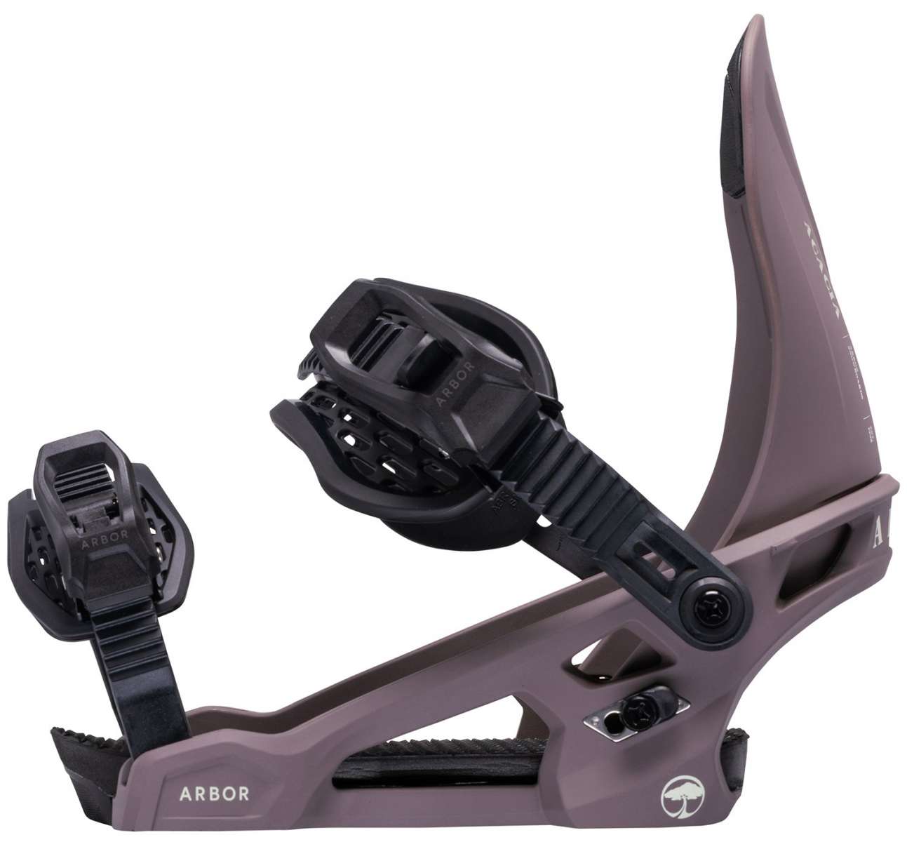 Arbor Women's Acacia Snowboard Bindings 2024 - A pair of women's snowboard bindings with a sleek, modern design and adjustable straps for a customizable fit.