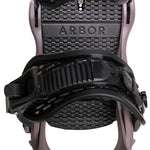 Arbor Women's Acacia Snowboard Bindings 2024 - A pair of black bindings with a textured pattern on the baseplate and straps.