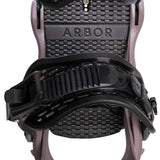 Arbor Women's Acacia Snowboard Bindings 2024 - A pair of black bindings with a textured pattern on the baseplate and straps.