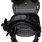 Arbor Women's Acacia Snowboard Bindings 2024 - Black bindings with a checkered pattern on the baseplate and straps.