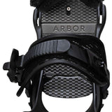 Arbor Women's Acacia Snowboard Bindings 2024 - Black bindings with a checkered pattern on the baseplate and straps.