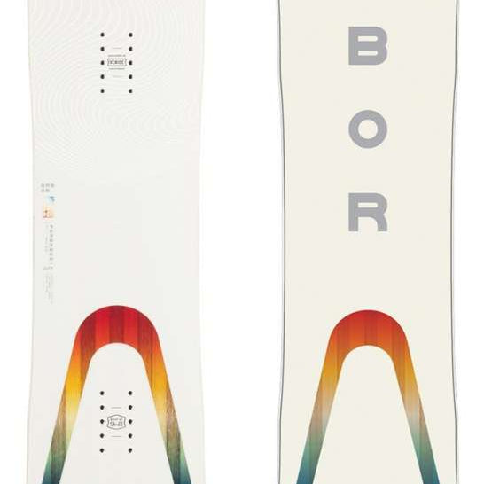 Arbor Women's Poparazzi Rocker Snowboard 2023 - White snowboard with a circular logo on top and black text that reads "Poparazzi" along the bottom edge.