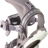 Arbor Women's Sequoia Snowboard Bindings - A pair of gray snowboard bindings with a textured strap and white logo on top.