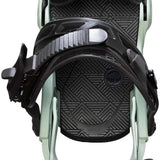 Arbor Women's Sequioa Snowboard Bindings - A black binding with a geometric pattern on top, featuring a circular logo in the center.