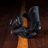 Arbor Women's Sequoia Snowboard Bindings - Black bindings with gold lettering on straps and logo.