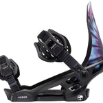 Arbor Sapling Youth Snowboard Bindings 2024 - Black bindings with a sleek, modern design and silver buckles.
