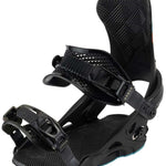 Arbor Women's Sequioa Snowboard Bindings - Black bindings with a geometric pattern on the straps and buckles.