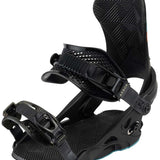 Arbor Women's Sequioa Snowboard Bindings - Black bindings with a geometric pattern on the straps and buckles.