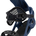Arbor Spruce Snowboard Bindings 2024 - A pair of blue snowboard bindings with black straps and buckles, featuring a textured footbed.