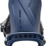 Arbor Spruce - Snowboard bindings with black straps and buckles, set against a white background.