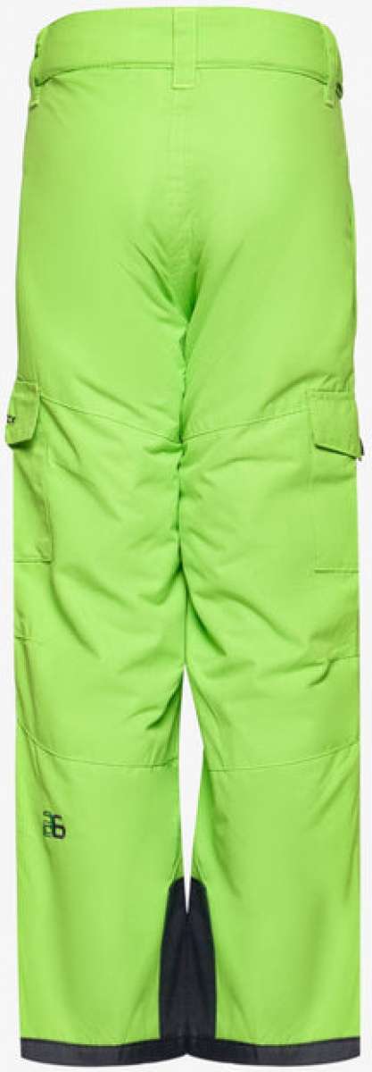Arctix Kids Cargo Insulated Pants 2023 - A pair of lime green snow pants with cargo pockets on each leg and a black logo on the left thigh.
