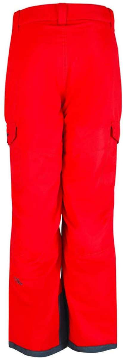 Arctix Kids Cargo Insulated Pants 2023 - A pair of red snow pants with two cargo pockets on each leg, featuring a gray stripe at the bottom hem.