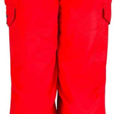 Arctix Kids Cargo Insulated Pants 2023 - A pair of red snow pants with two cargo pockets on each leg, featuring a gray stripe at the bottom hem.