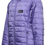 Arctix Girls Aero Hooded Insulated Jacket 2023 - A purple jacket with a hood, featuring a black logo patch on the left chest area.
