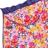 Arctix Girls Aero Hooded Insulated Jacket 2023 - A pink hooded jacket with a floral pattern of red, orange, and yellow flowers on a white background.