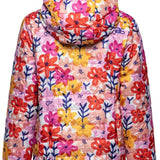 Arctix Girls Aero Hooded Insulated Jacket 2023 - A light pink jacket with a hood, featuring a floral pattern of red and yellow flowers with blue stems on a white background.