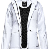 Arctix Women's Daybreak Insulated Jacket 2022 - A white insulated jacket with a hood, featuring black zippers and buttons.