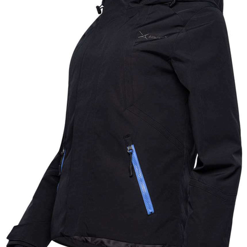 Arctix Women's Blizzard Insulated Jacket - A black jacket with a white and grey patterned lining visible inside the hood.