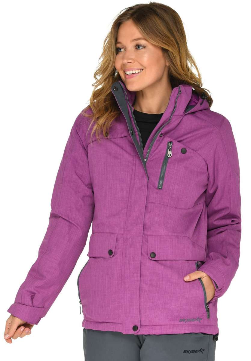 Arctix Women's Daybreak Insulated Jacket - A purple jacket with a hood, zippered pockets and black buttons on the front.