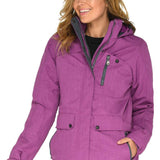 Arctix Women's Daybreak Insulated Jacket - A purple jacket with a hood, zippered pockets and black buttons on the front.