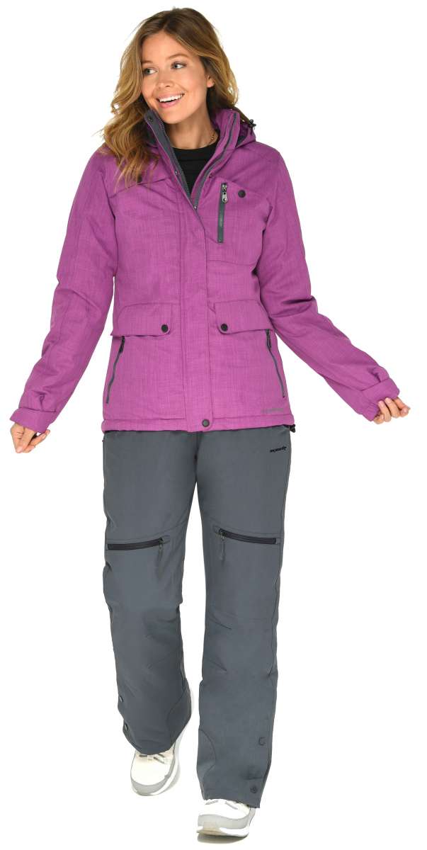 Arctix Women's Daybreak Insulated Jacket - A purple jacket with a hood, zippered pockets and black zippers.